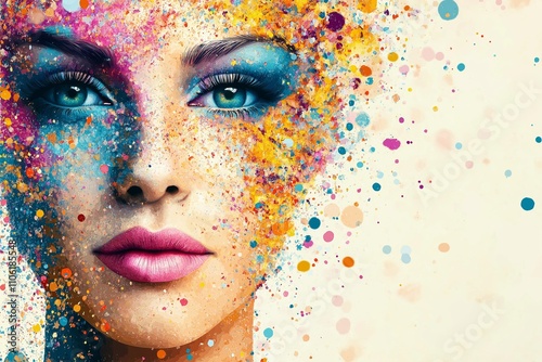 Colorful expression of art and beauty with a vibrant female portrait for creative inspiration and design ideas