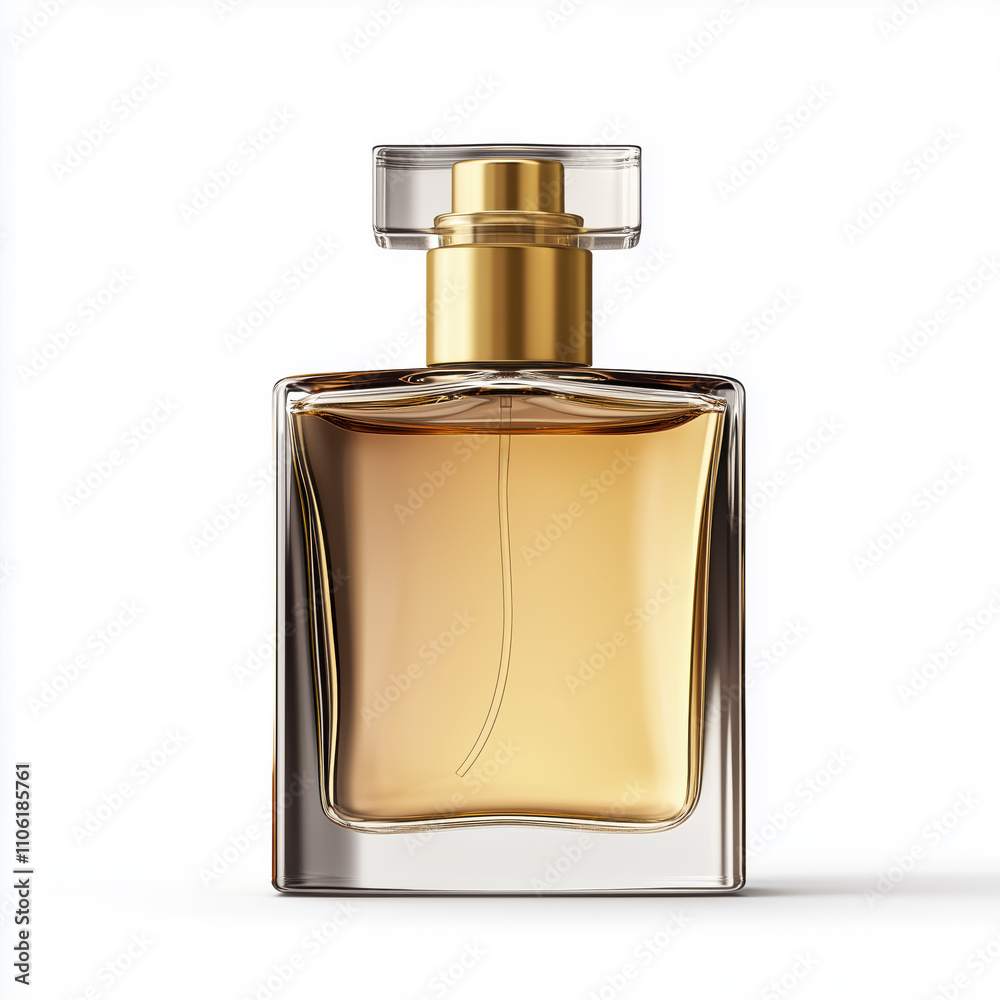 Glass perfume bottle with gold cap Glass perfume bottle with gold cap