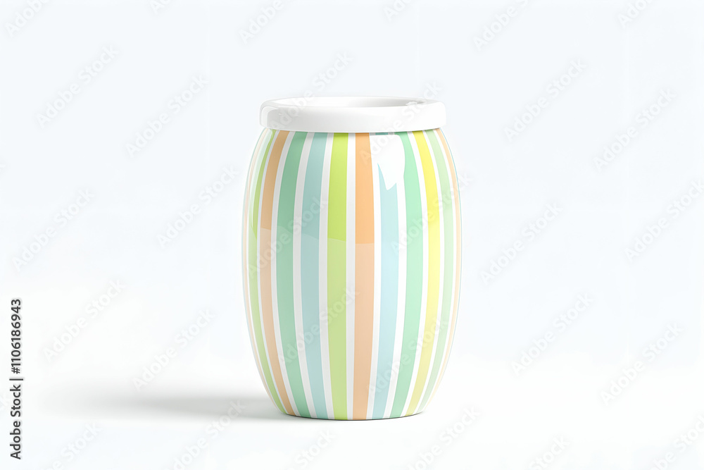 Stylish Ceramic Jar with Colorful Vertical Stripes Perfect for Storage or Decoration in Modern Home and Kitchen Environments Stylish Ceramic Jar with Colorful Vertical Stripes Perfect for Storage or Decoration in Modern Home and Kitchen Environments