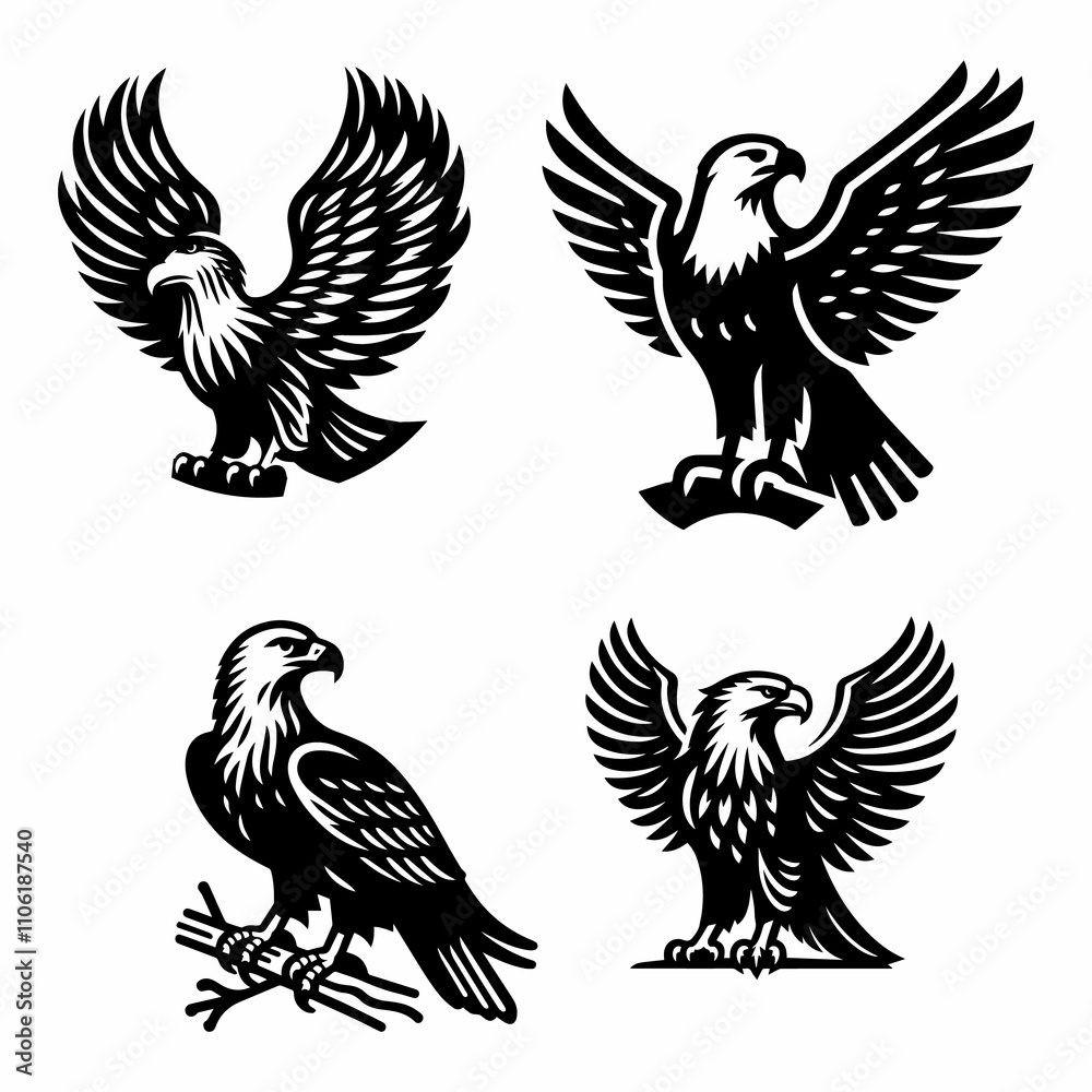 Obraz premium Genus Aquila silhouette vector icon white background.