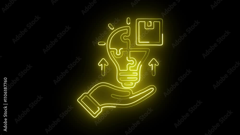 glowing neon psychology icon isolated on black background. HD video motion graphic animation glowing neon psychology icon isolated on black background. HD video motion graphic animation