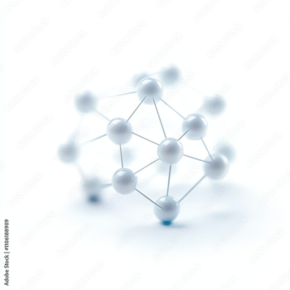 Fototapeta premium A close-up shot of a molecular structure, highlighting the interconnectedness of atoms. This image symbolizes scientific innovation, research, and the foundations of chemistry.