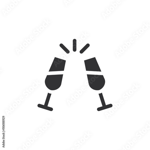 Champagne glass clinking icon simple vector symbol