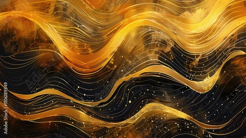 Textured background with golden waves photo