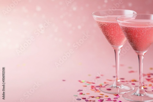 Refreshing pink drinks with confetti decorations for a vibrant celebration