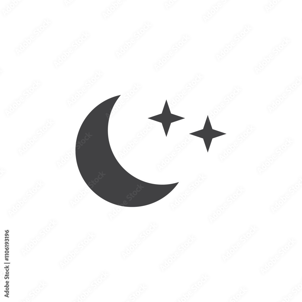 Moon and stars icon simple vector symbol Moon and stars icon simple vector symbol