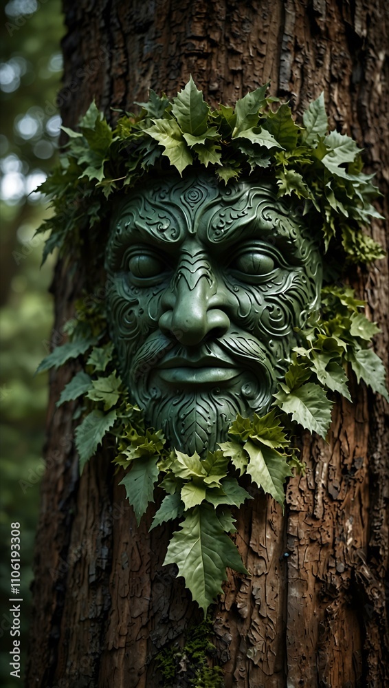 Green Man forest guardian symbol in paganism. Green Man forest guardian symbol in paganism.