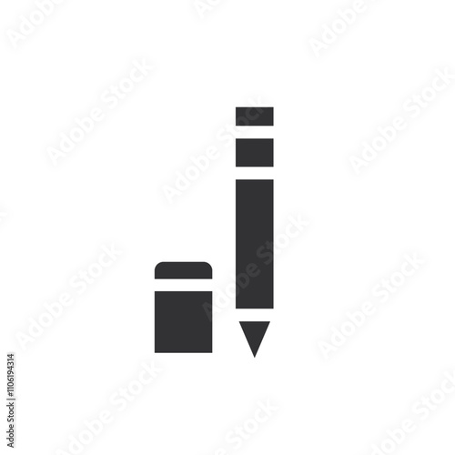 Rubber eraser and pencil icon simple vector symbol