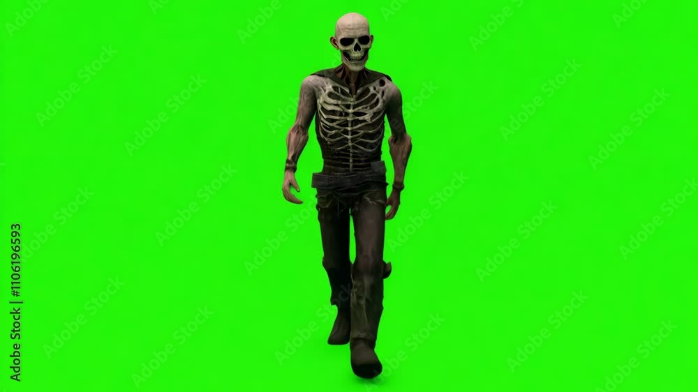 Zombie Skeleton in Dark Creepy Green Background Zombie Skeleton in Dark Creepy Green Background
