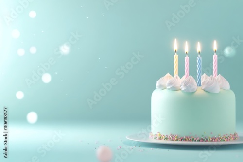 Cake with candles in soft lighting for a celebration or special occasion