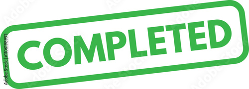 Completed stamp icon isolated on white background . Green completed stamp . Vector