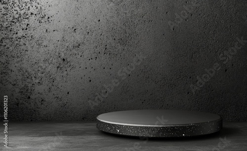 Minimalist display area with dark textured background for product presentation