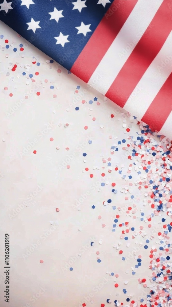 Obraz premium Colorful backdrop with American flag celebrating national pride and unity during a festive event