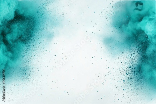 Colorful explosion of powder creating an abstract cloud against a pale backgr...