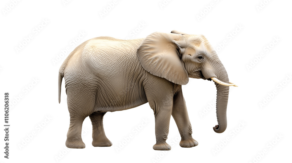 Obraz premium Realistic elephant illustration with detailed texture, transparent background, png