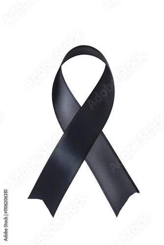 Obraz na płótnie Black ribbon loop symbolizing mourning or awareness, transparent background, png w salonie