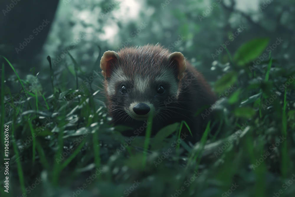 European Polecat in a Forest Clearing European Polecat in a Forest Clearing