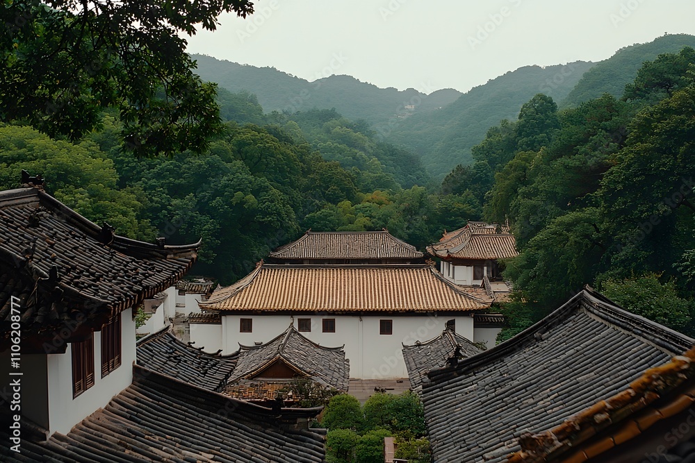 Old Chinese architecture featuring white walls and grey tiled roofs, showcasing traditional design with intricate details, curved eaves, and a serene, historic atmosphere Old Chinese architecture featuring white walls and grey tiled roofs, showcasing traditional design with intricate details, curved eaves, and a serene, historic atmosphere