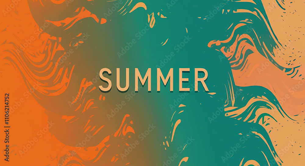 Summer poster design with an abstract grainy gradient backdrop noise texture effect in shades of orange, teal, green, and pink Summer poster design with an abstract grainy gradient backdrop noise texture effect in shades of orange, teal, green, and pink