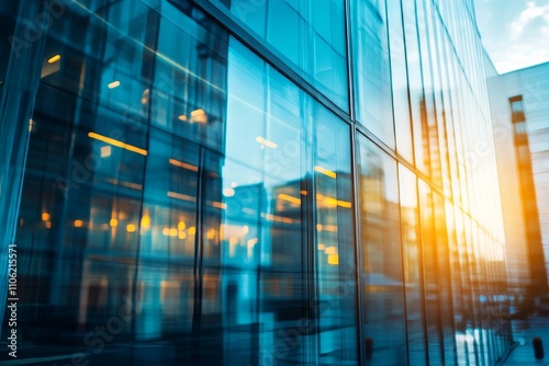 blurred city office building sunlight background