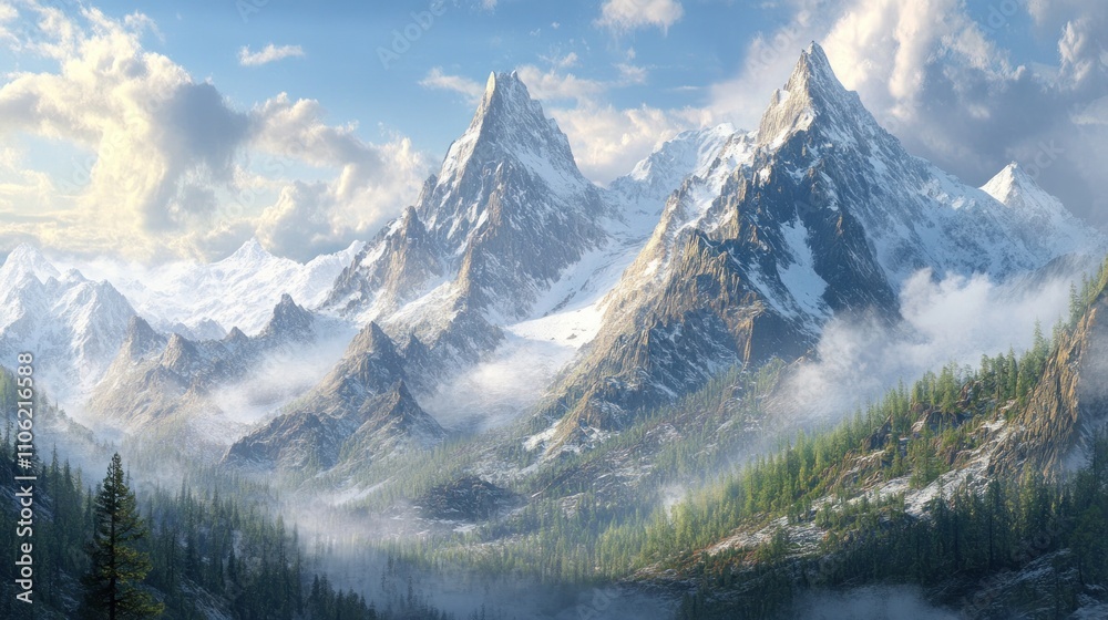 custom made wallpaper toronto digitalMajestic Snowcapped Mountains Valley Forest Scene