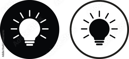 Lamp icon set in two styles isolated on white background . Light bulb icon . Vector illustration