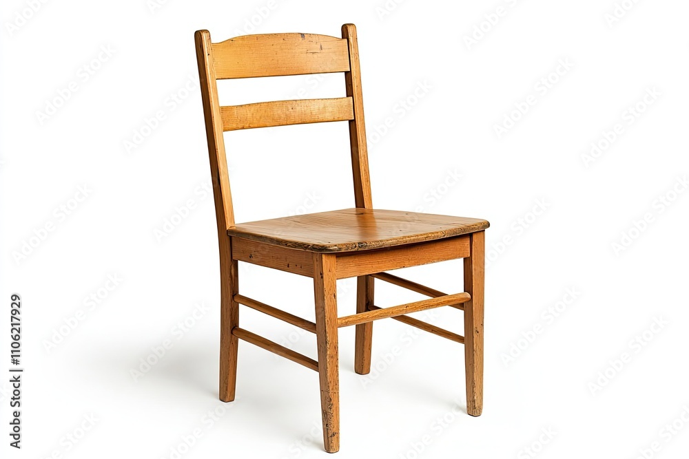 Shaker Furniture Simple Ladder-Back Chair Isolated on White Shaker Furniture Simple Ladder-Back Chair Isolated on White