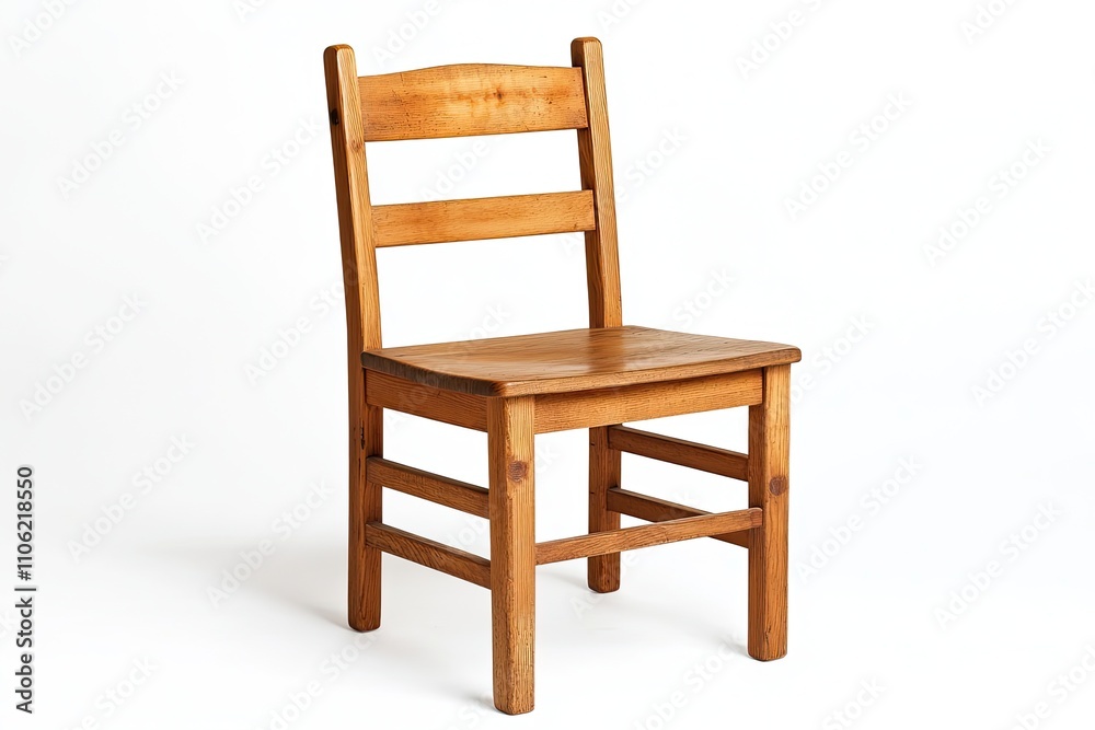 Shaker Furniture Simple Ladder-Back Chair Isolated on White Shaker Furniture Simple Ladder-Back Chair Isolated on White