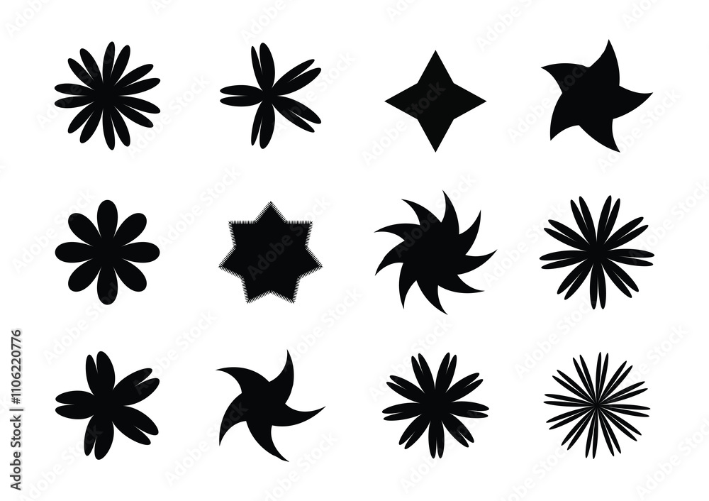 Obraz premium Y2K elements and shapes on a white background
