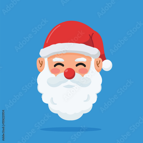 illustration of santa claus smiling with hat, christmas day icon for flat style greeting, suitable for poster and web icon