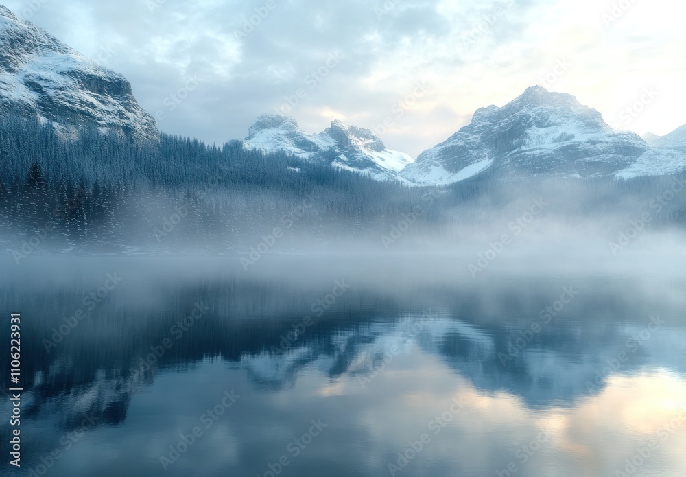 Misty Mountain Lake Reflection Misty Mountain Lake Reflection