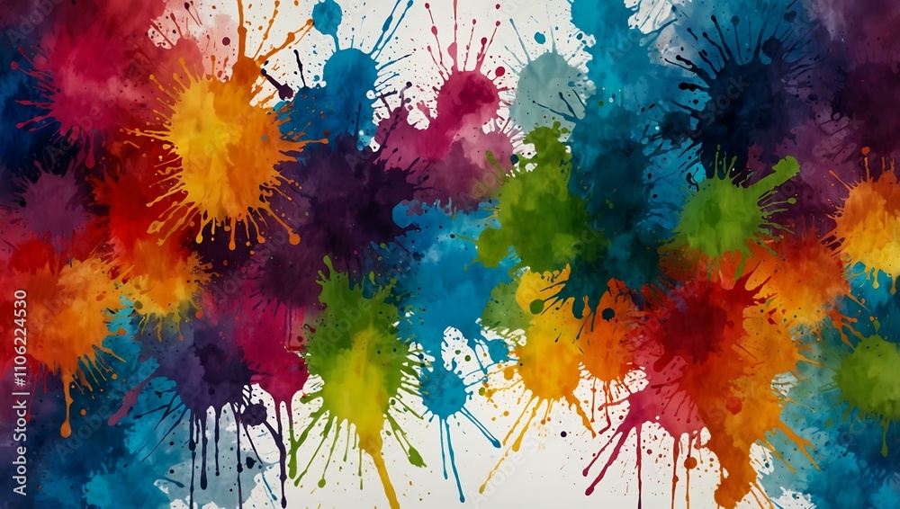 Fototapeta premium Hand-painted background with colorful blots for design use.