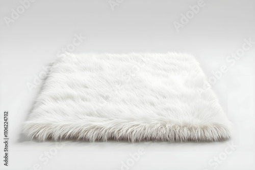 Soft White Faux Fur Rug on Light Gray Background for Cozy Home Decor with Luxurious Texture and Warmth