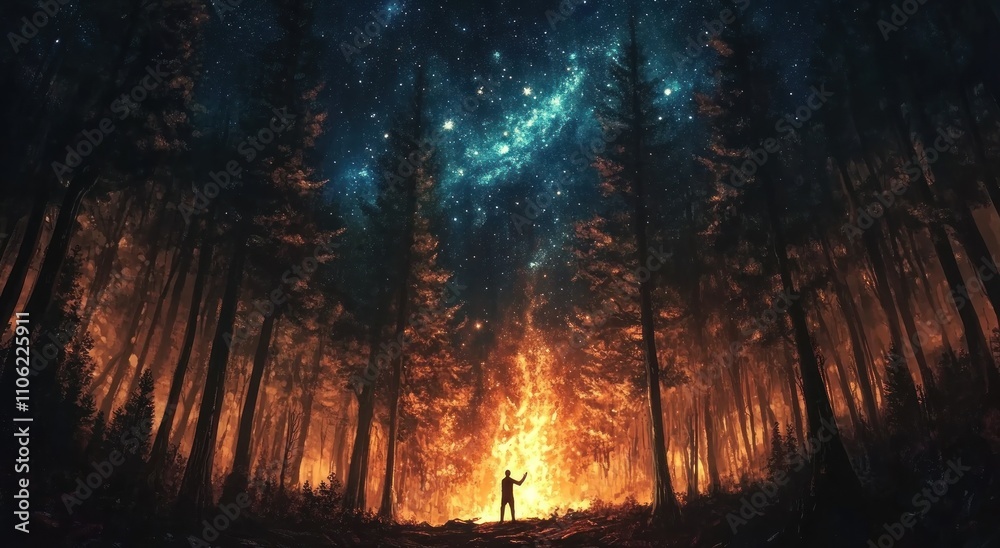 Forest Fire Under the Stars Forest Fire Under the Stars