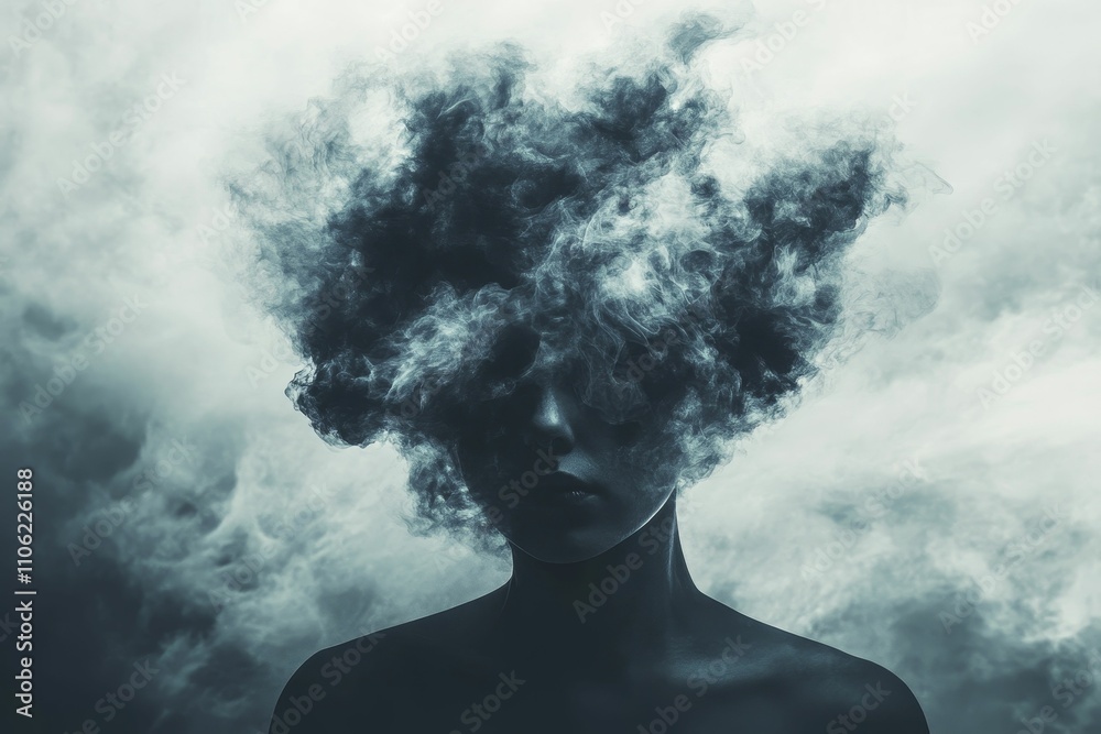 Mysterious figure obscured by swirling smoke. Mysterious figure obscured by swirling smoke.