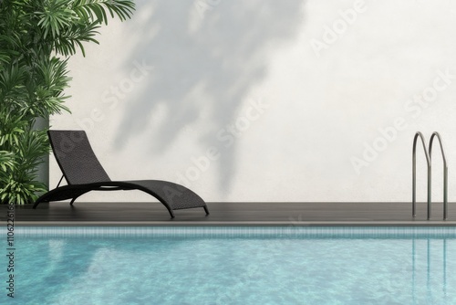Relaxing by the tranquil poolside with lush greenery around at a sunny afternoon