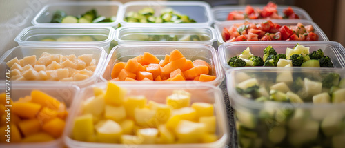 Colorful Chopped Fruits and Vegetables Meal Prep