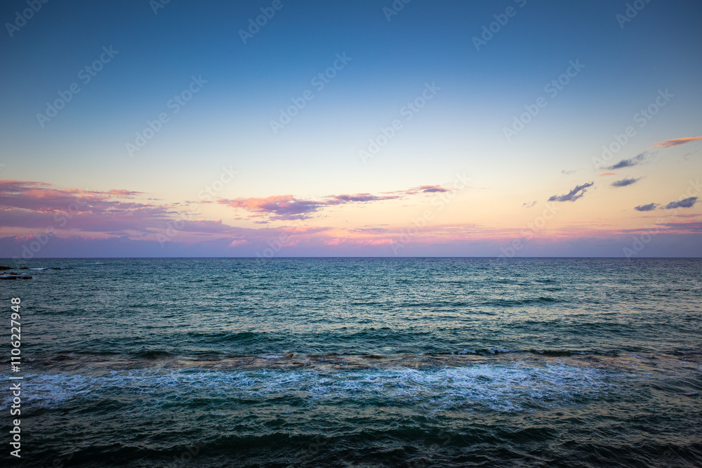Obraz premium Beautiful sunset over sea. Sicily, Italy, Europe