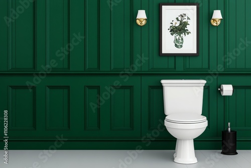 Modern bathroom design featuring green walls and minimalistic decor