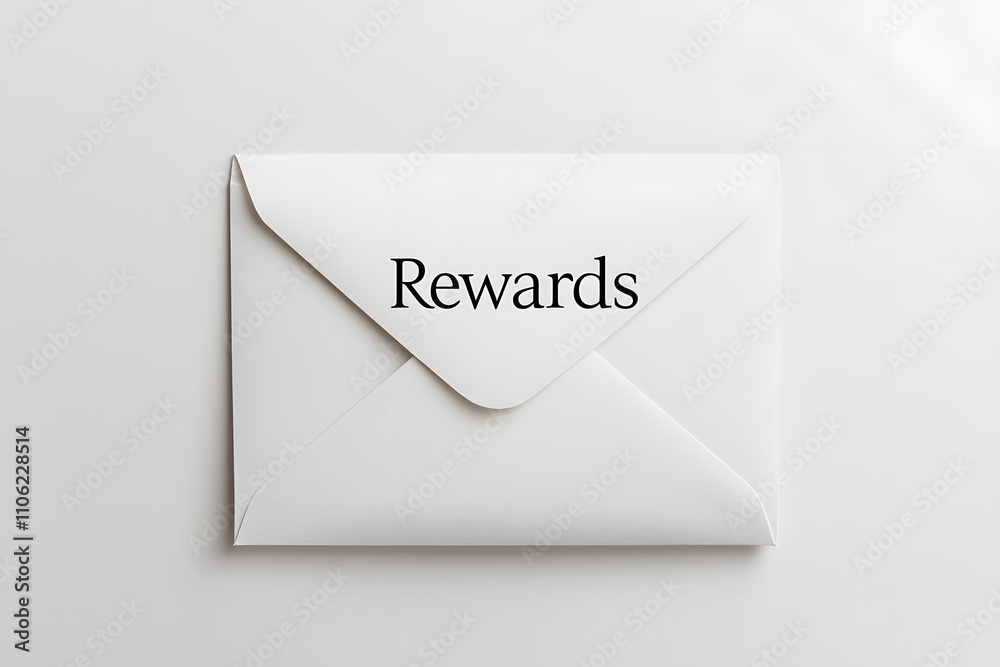 Rewards Text on an Open Envelope, Symbolising a Special Offer or Recognition, with a Sense of Excitement and Anticipation Rewards Text on an Open Envelope, Symbolising a Special Offer or Recognition, with a Sense of Excitement and Anticipation