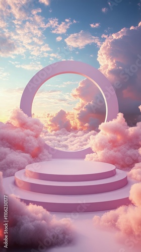 Stunning pastel clouds and serene sky at sunset create a dreamlike atmosphere