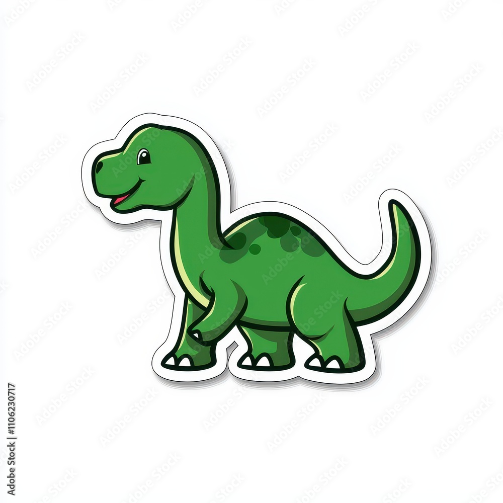 Naklejka premium Cute Cartoon Green Dinosaur Character with Friendly Expression, Ideal for Children's Products, Educational Materials, and Fun Illustrations for Various Projects