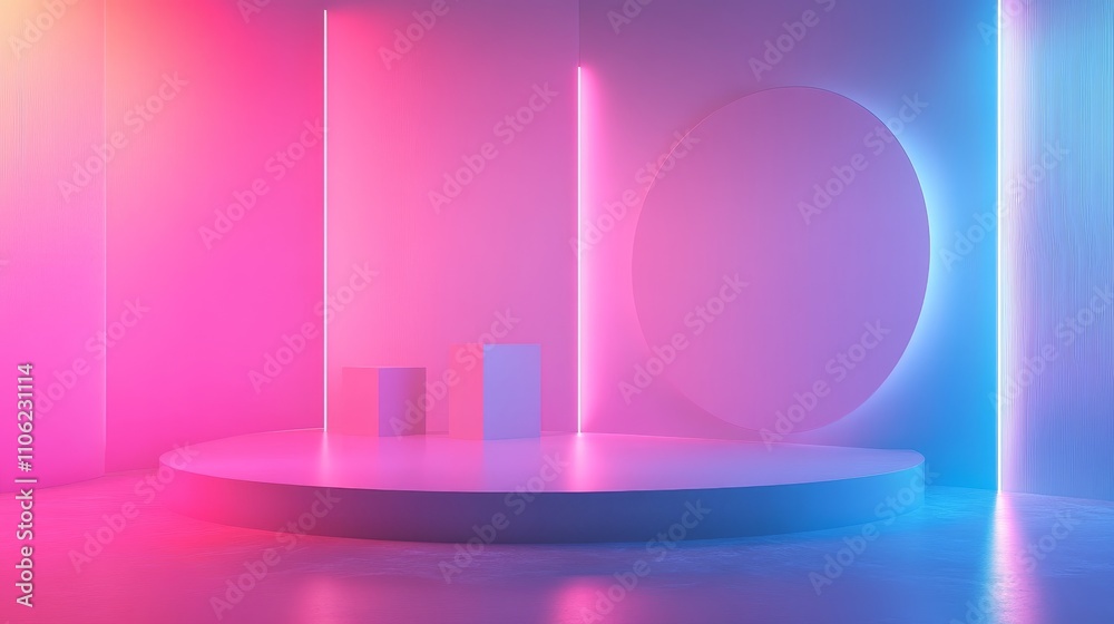 Abstract Minimalist Neon Lights with Geometric Shapes, Minimalist , Product Background Abstract Minimalist Neon Lights with Geometric Shapes, Minimalist , Product Background