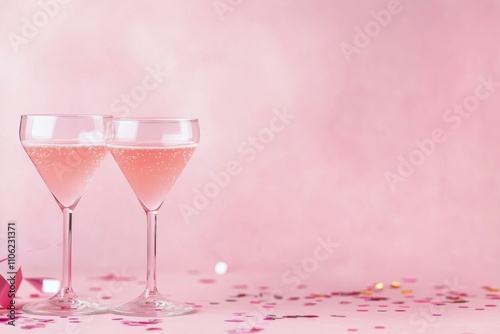 Refreshing pink drinks with confetti decorations for a vibrant celebration