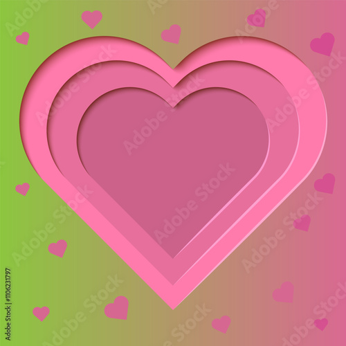 3D heart paper cut love