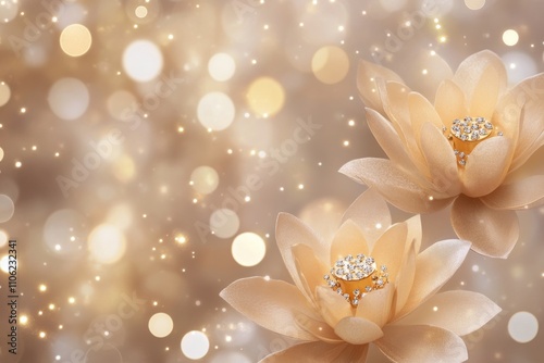 Elegant lotus flowers with shimmering details and soft lighting create a tran...