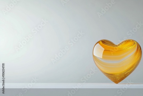 Decorative heart shaped stone with golden accents on a light background