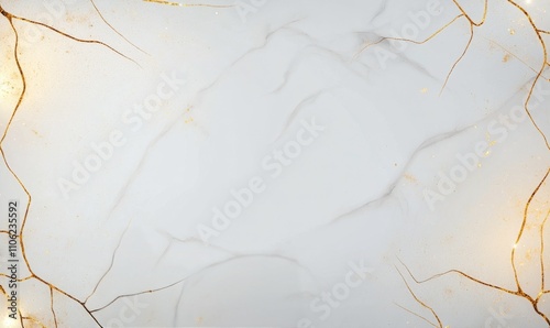 Elegant white marble background with striking golden veins for design and dec...