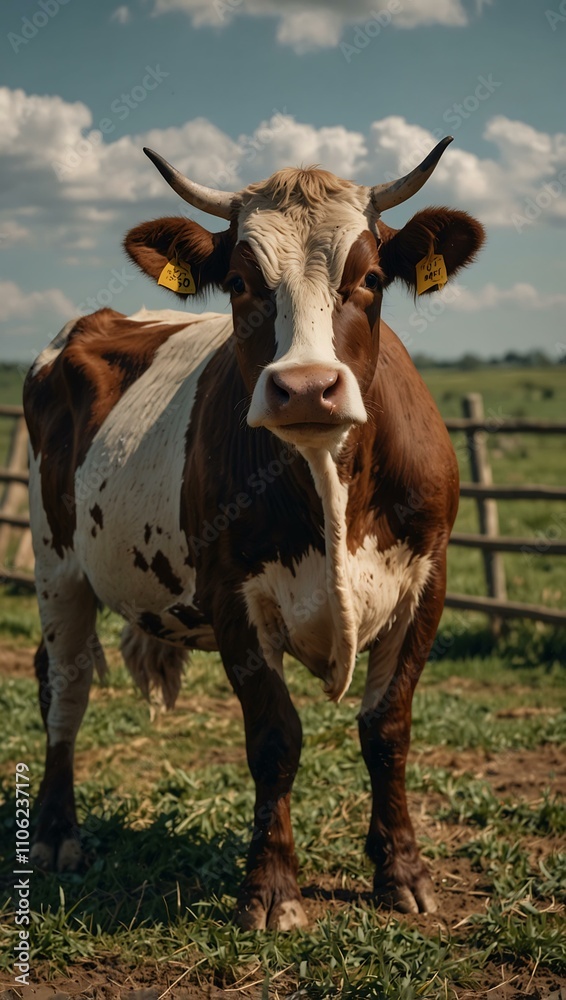 Heartbroken cow standing alone on a farm. Heartbroken cow standing alone on a farm.