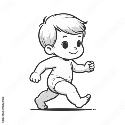 Cute baby walking isolated vector illustration